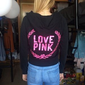 Victoria’s Secret PINK black & pink sequin zip up